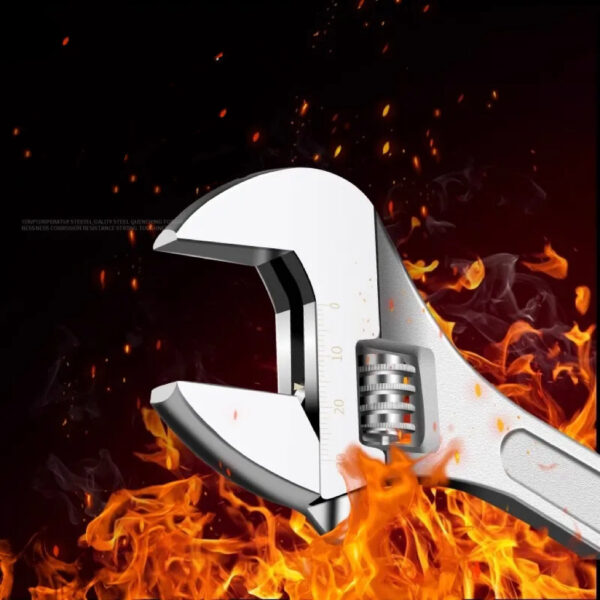 BoostBox Tools 15" Adjustable Wrench, Heavy Duty Drop Forged Steel, Chrome Plated, Precision Machined Jaws, Rust Resistant - Image 4